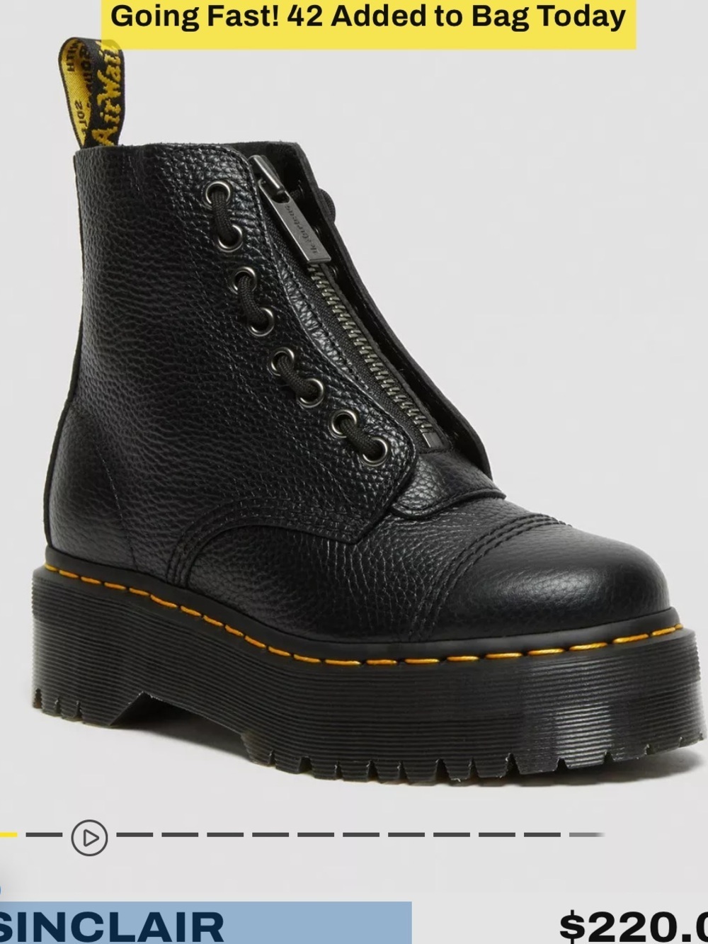 Dr Martens SINCLAIR Milled Nappa Leather Platform Boots